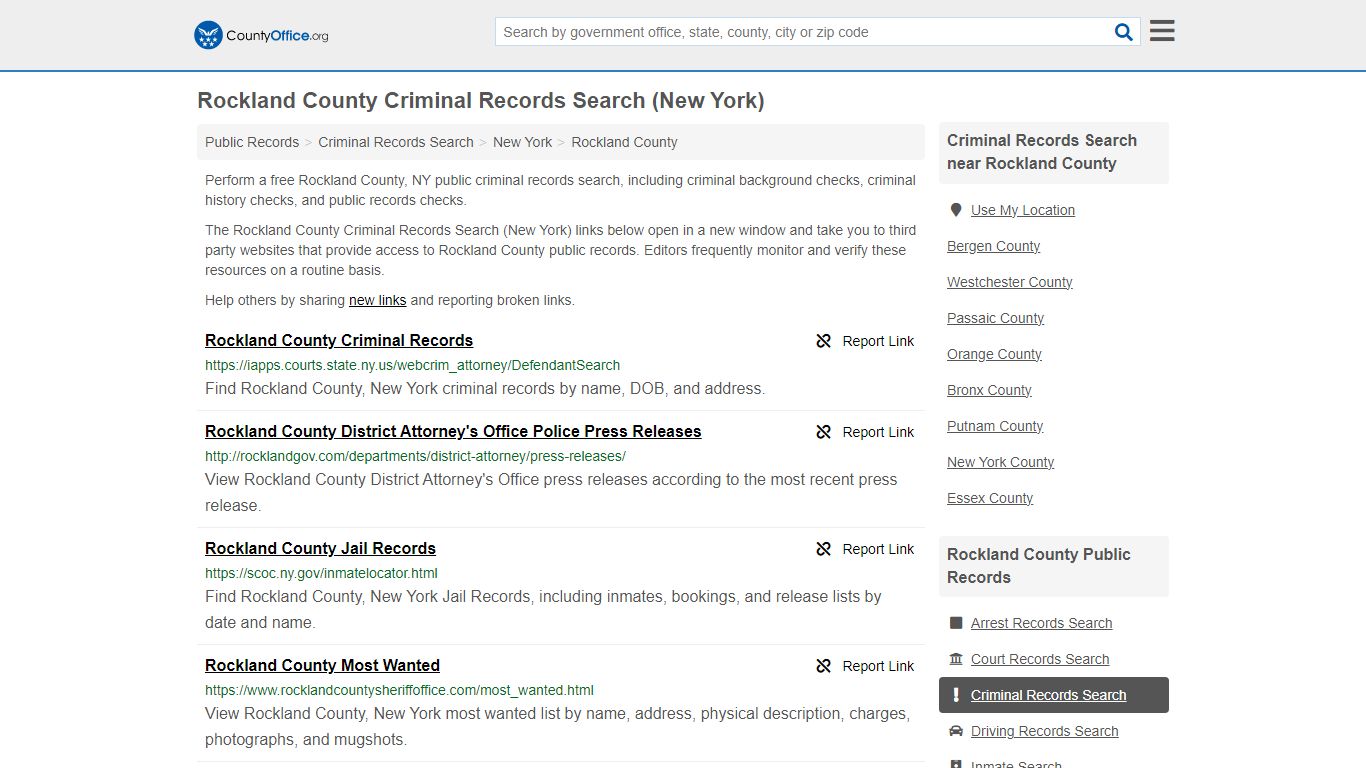 Criminal Records Search - Rockland County, NY (Arrests, Jails & Most ...